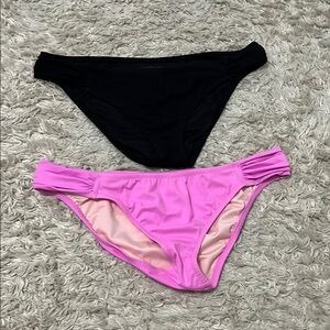 Victoria's Secret Black and Pink Bikini Bottoms with Cheeky Cut